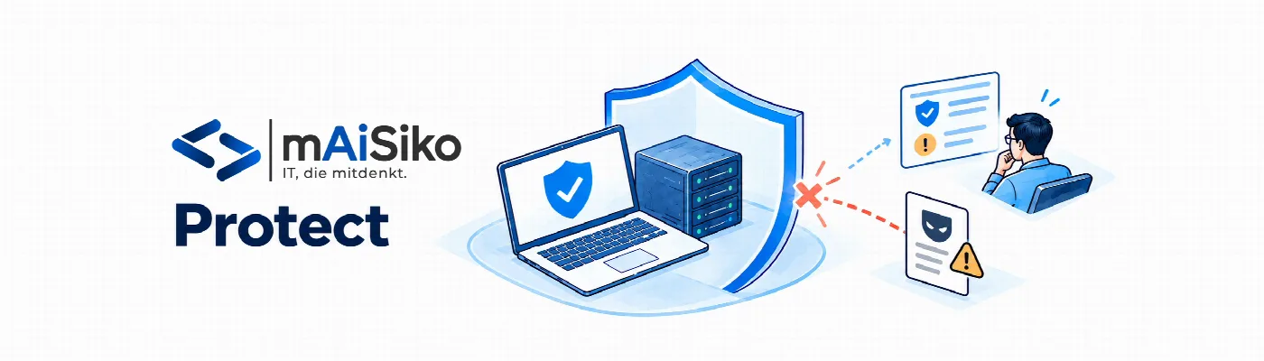 Schutz von Laptop und Server mit Erkennung einer Bedrohung und Meldung an die IT-Betreuung.